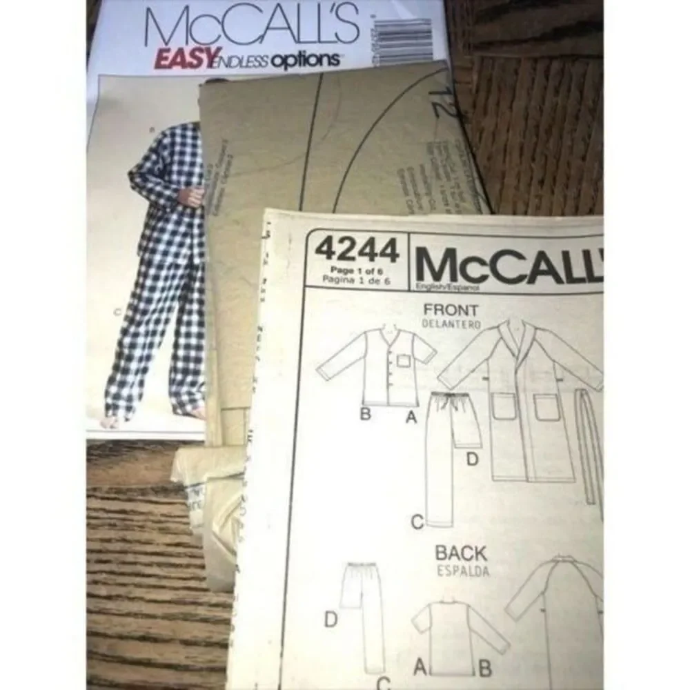 McCalls 4244 Easy Endless Options Pattern Size XXL, Men’s Robe, Belt,Pant,shor